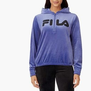 New Without Tags Fila Women Marlin Velour Quarter Zip Hoodie